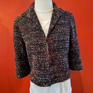 Lafayette 148 New York Black Wool Blend Multicolor Boucle Jacket Womens 2 Petite